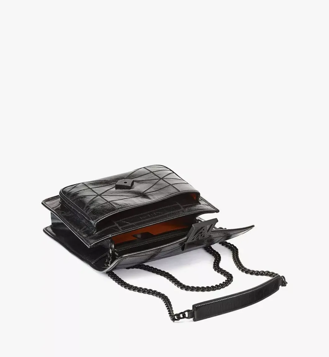 Travia Quilted Shoulder Bag In Crushed Leather