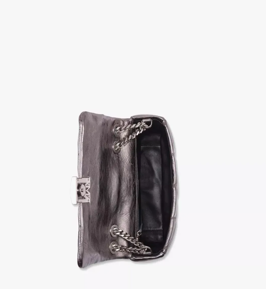 Travia Quilted Shoulder Bag In Crushed Calf Leather
