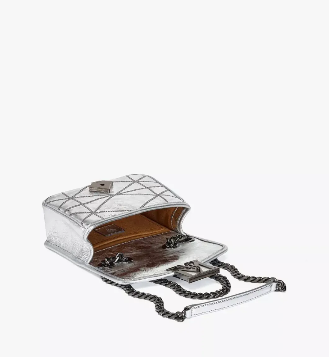 Travia Quilted Shoulder Bag In Crash Calf Leather