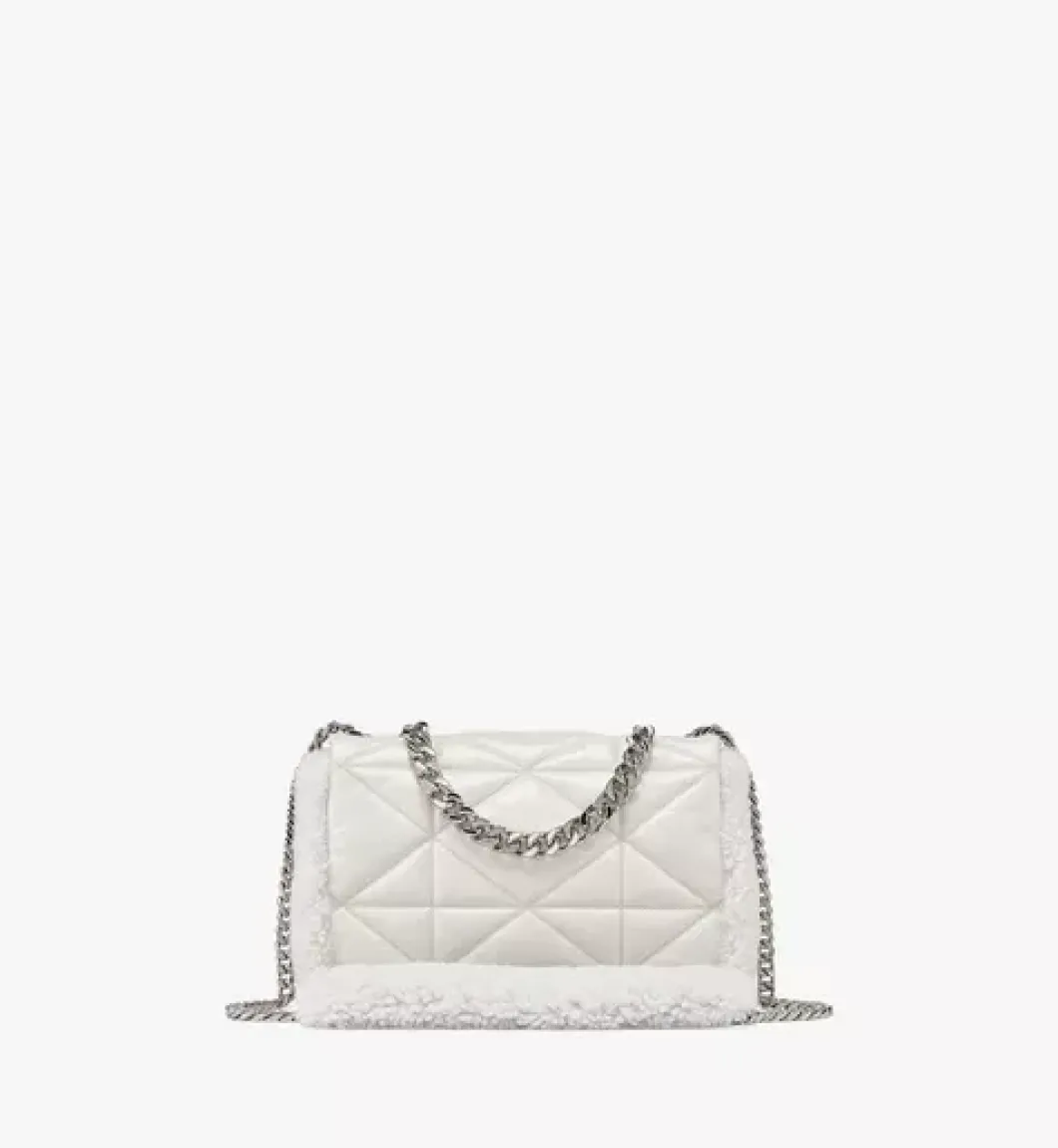 Travia Shearling Shoulder Bag In Cloud Quilted Leather