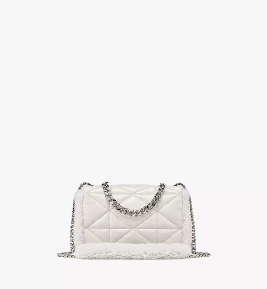 Travia Shearling Shoulder Bag In Cloud Quilted Leather
