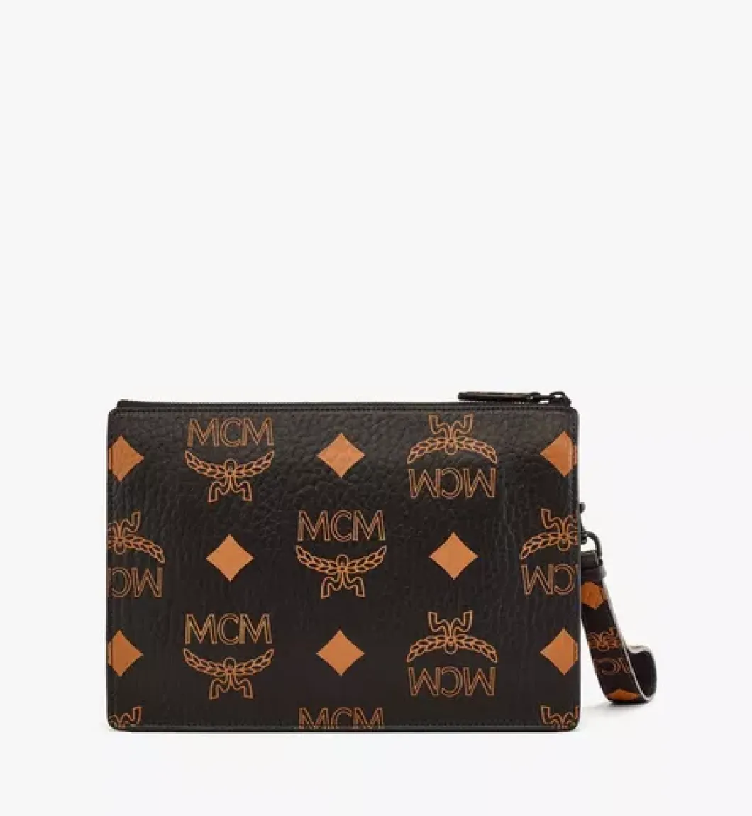 Wristlet Zip Pouch W/ Chain Strap In Maxi Visetos
