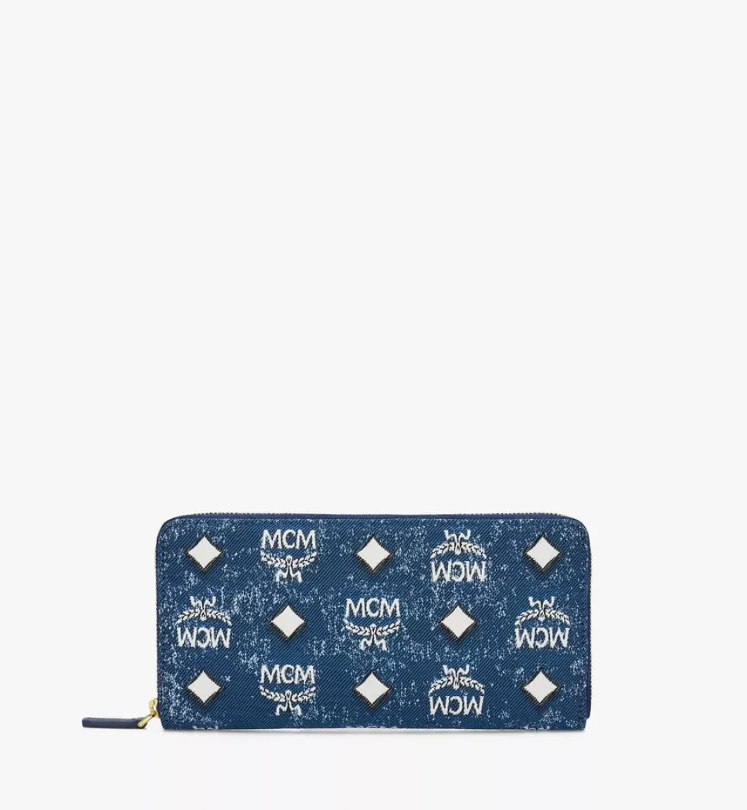 Zip Around Wallet In Vintage Jacquard