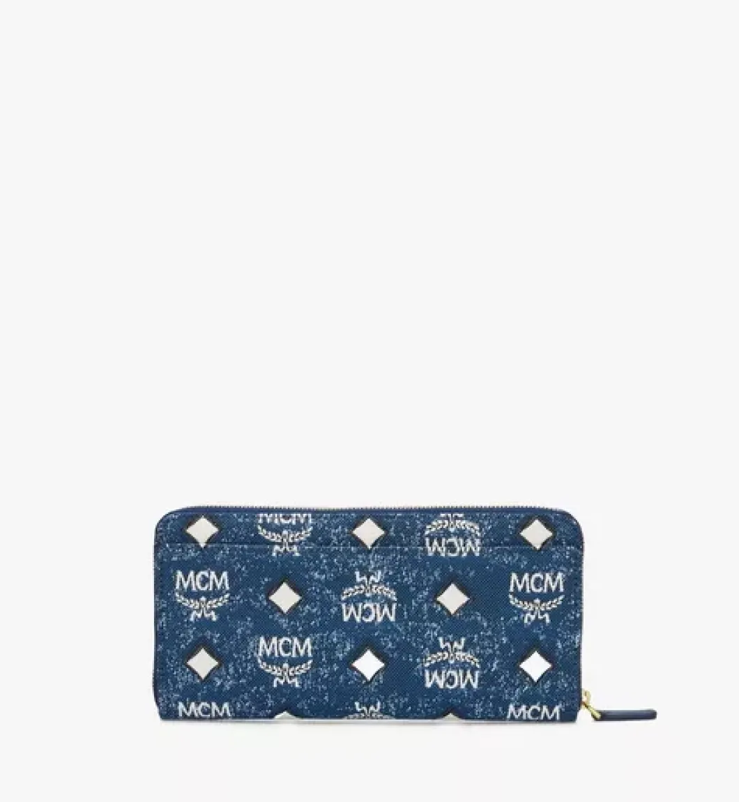 Zip Around Wallet In Vintage Jacquard