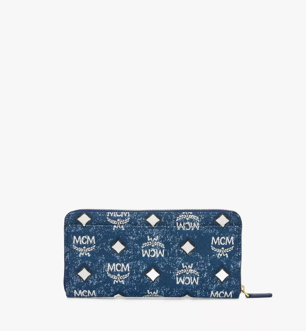 Zip Around Wallet In Vintage Jacquard