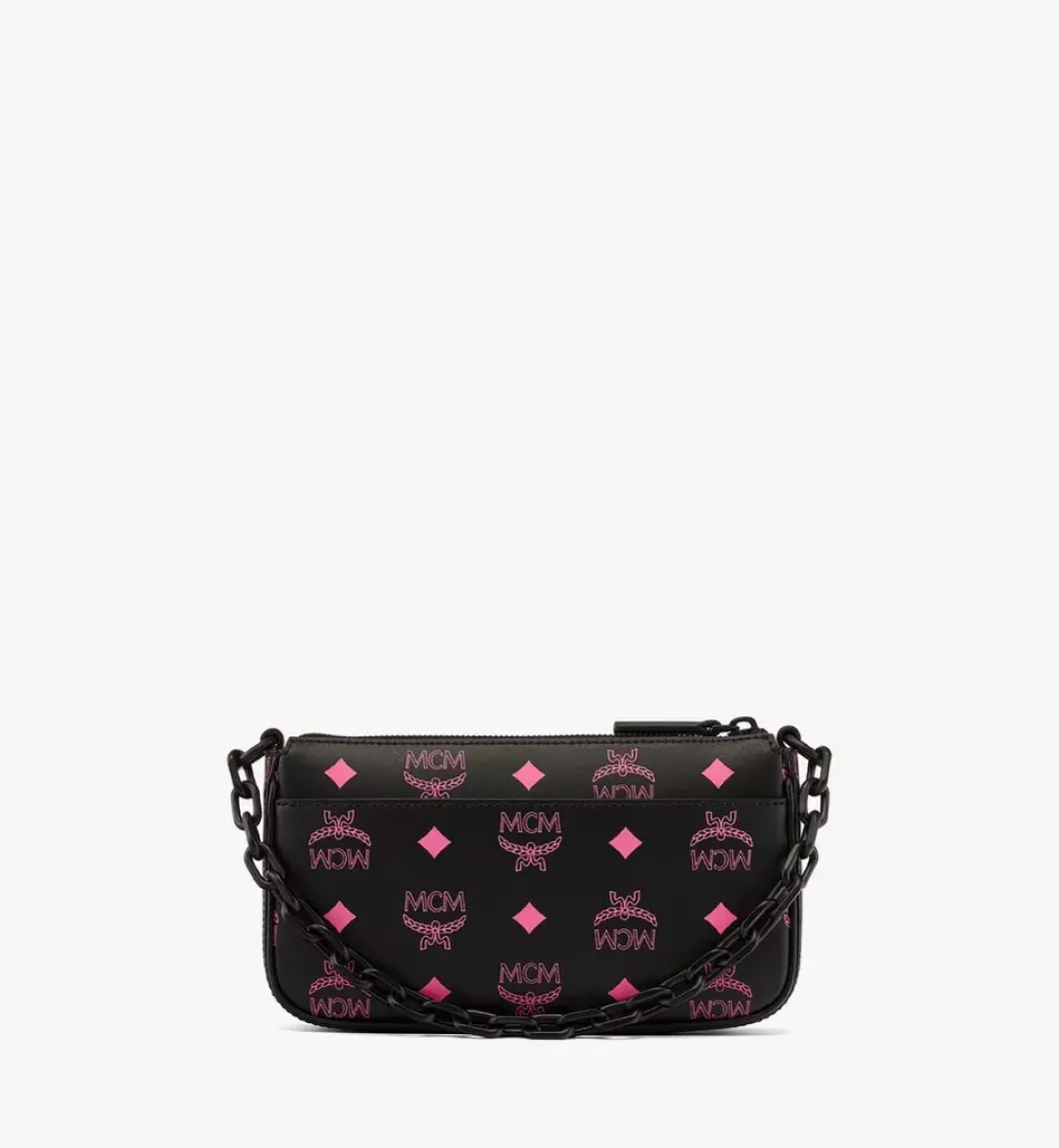 Zip Pouch In Color Splash Logo Leather